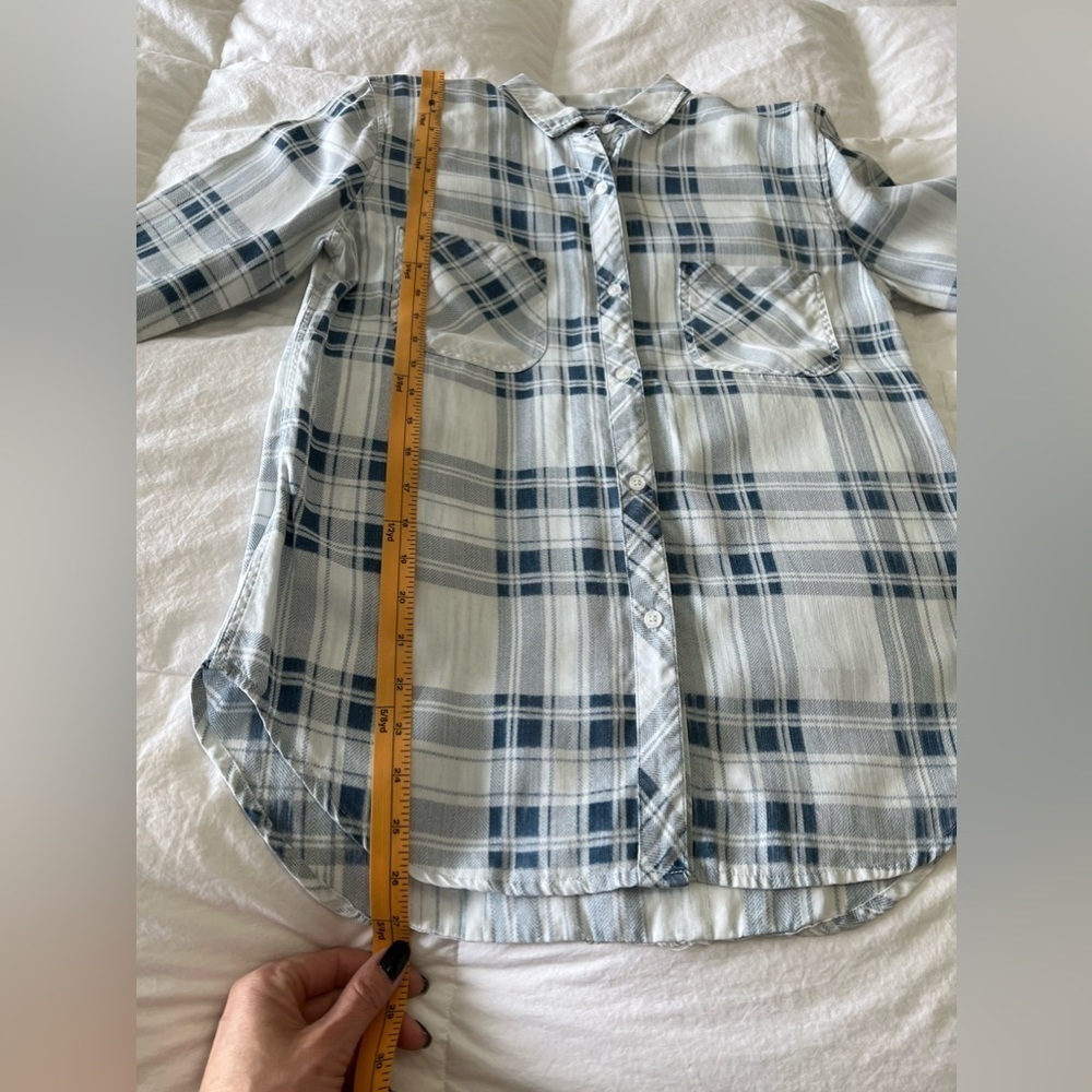Rails Chambray Plaid Button Down Long Sleeve Shir… - image 5